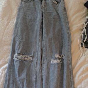 Stylish Light Blue Distressed Jeans